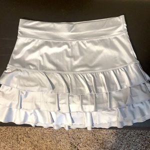 Sofie Bella Shiny Silver Ruffled Tennis Skirt